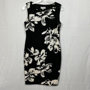 Jones Studio Sheath Dress Women Floral Black White Size 6